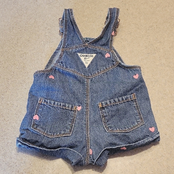 OshKosh B'gosh Blue and Pink Overalls with Heart Embroidery Size 9 Months - Picture 6 of 6